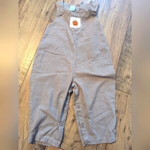 Embroidered pumpkin jon-jon, brown gingham, 24 months